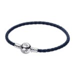 Pandora Moments Collection Round Clasp Blue Braided Leather Bracelet ***special Price*** (592790C01-S1) Women's JEWELRY_main
