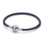 Pandora Moments Collection Round Clasp Blue Braided Leather Bracelet ***special Price*** (592790C01-S2) Women's JEWELRY_main