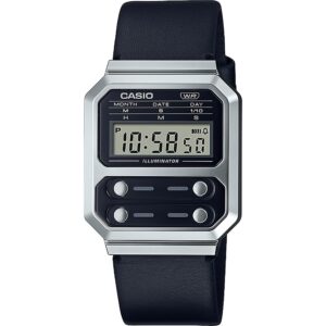 Casio Vintage Edgy Collection Leather - Black (A100WEL-1AEF) Unisex Watch_main