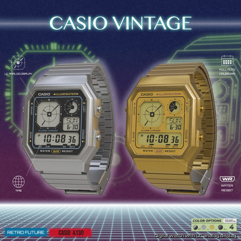 CASIO VINTAGE RETRO FUTURE EDGY COLLECTION - BLACK (A130WE-1AEF) - Image 5