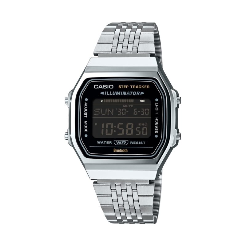 Casio Vintage Bluetooth® Smartphone Link - Silver - Built-in Accelerometer Senses Body Movements + Steps Counter (ABL-100WE-1BEF) Unisex Watch_main