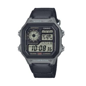 Casio Sport Illuminator - World Time Illuminator 5 Alarms - Future Classic Collection - Black (AE-1200WHUB-8AVEF) Men's Watch_main