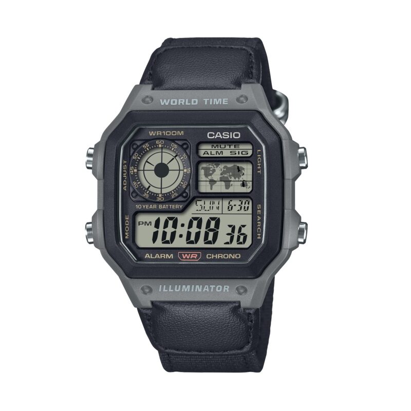 Casio Sport Illuminator - World Time Illuminator 5 Alarms - Future Classic Collection - Black (AE-1200WHUB-8AVEF) Men's Watch_main