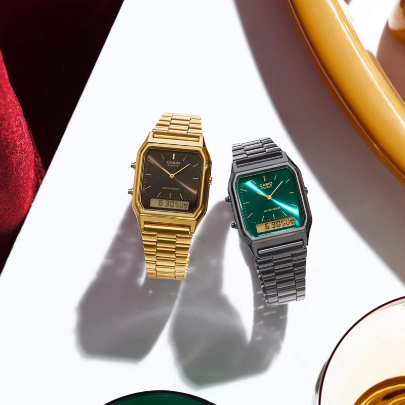 Casio Vintage Edgy Collection Gun Metal - Emerald Green (AQ-230EGG-3AEF) Unisex Watch_2