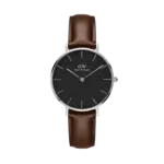 Daniel Wellington Women's classic petite bristol Watch with dark brown leather Strap