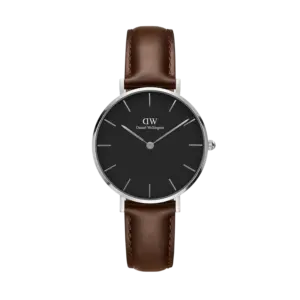 Daniel Wellington Women's classic petite bristol Watch with dark brown leather Strap
