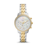 Fossil Neutra Chronograph Two Tone Stainless Steel White Mother Of Pearl Dial Quartz ES5216 Women's Watch