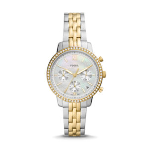 Fossil Neutra Chronograph Two Tone Stainless Steel White Mother Of Pearl Dial Quartz ES5216 Women's Watch