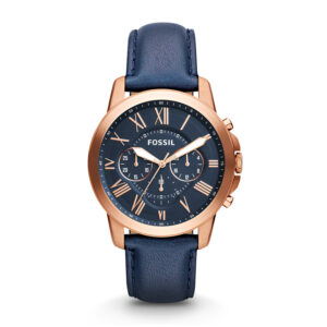 Fossil Grant Chronograph Blue Leather Strap FS4835 Men's Watch