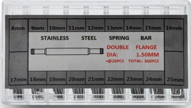 360 Anse Acciaio In 18 Misure (largh. Da 8mm A 255mm. Diam. 1.5mm. 20pz Cad.) 360 Stain Less Spring Bars In 18 Sizes (width From 8mm To 25mm. Diam. 1.5mm. 20pcs Per Size) (GJ003)  Watch_main