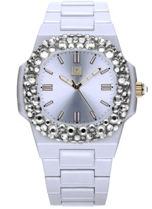 Light Time Velvet Nautilus - White Clear Strass (L512-BI-1) Women's Watch_main