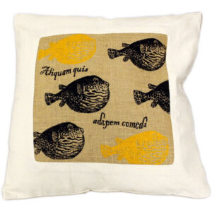 Cuscini Letterari - Copricuscino In Juta Lavata / Cotton Pillow Case  E Juta Lavata Aliquam Quis Adipem Comedi - Size 40x40cm (LATINORUM-JC-04)  FASHION ACCESSORIES_main
