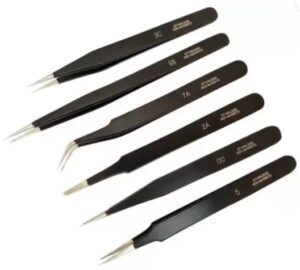 Kit 6 Pinzette In Acciaio Smaltate - Kit 6 Tweezers In Glazed Steel (RR1499)  Watch_main