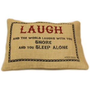Cuscini Letterari - Copricuscino In Juta Lavata / Juta Washed Pillow Case Laugh - Size 38x25cm (SLEEP-J-02)  FASHION ACCESSORIES_main