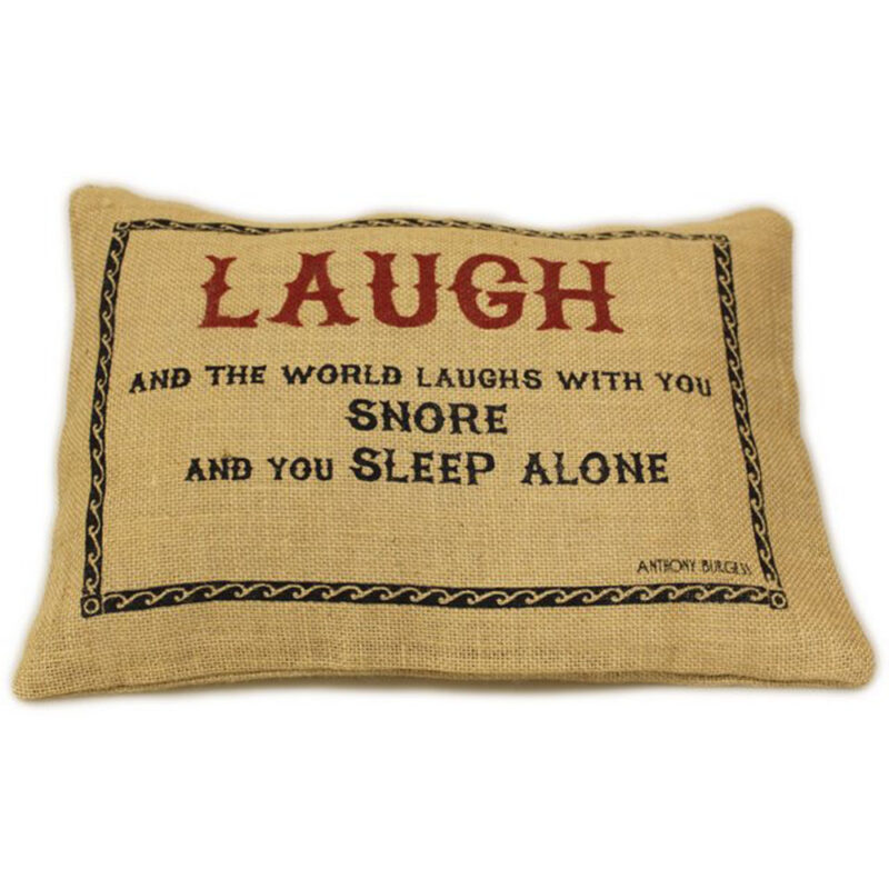 Cuscini Letterari - Copricuscino In Juta Lavata / Juta Washed Pillow Case Laugh - Size 38x25cm (SLEEP-J-02)  FASHION ACCESSORIES_main