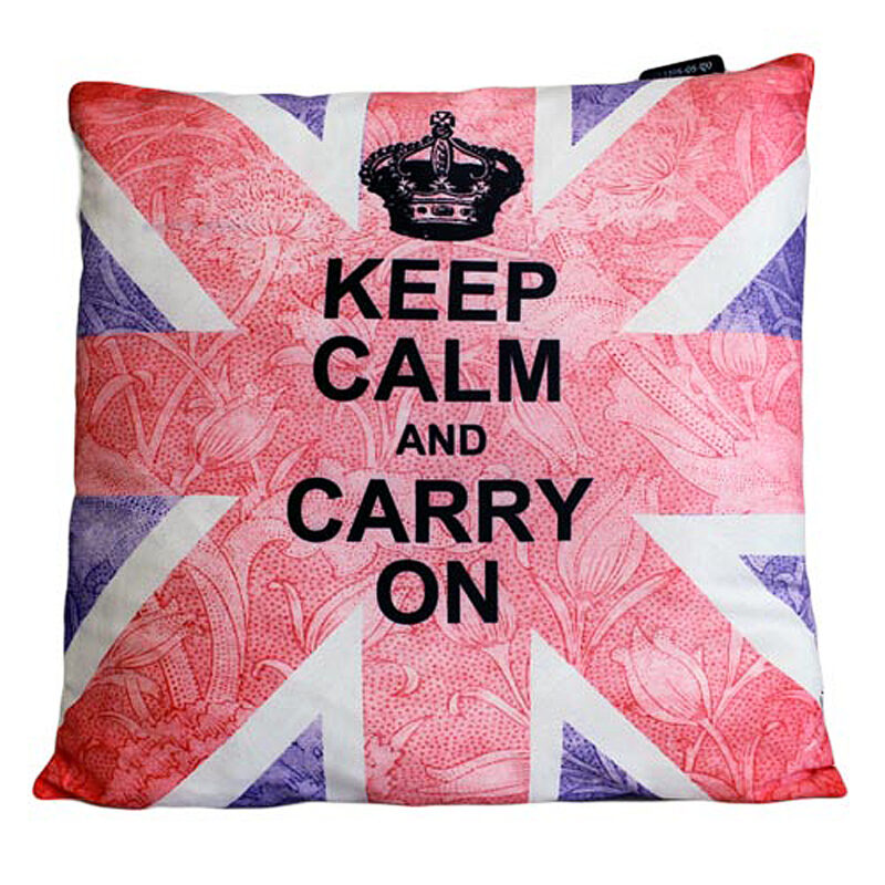 Cuscini Letterari - Copricuscino In Juta Lavata / Cotton Pillow Case  Keep Calm And Carry On - Size 40x40cm (UNIONJACK-C-03)  FASHION ACCESSORIES_main