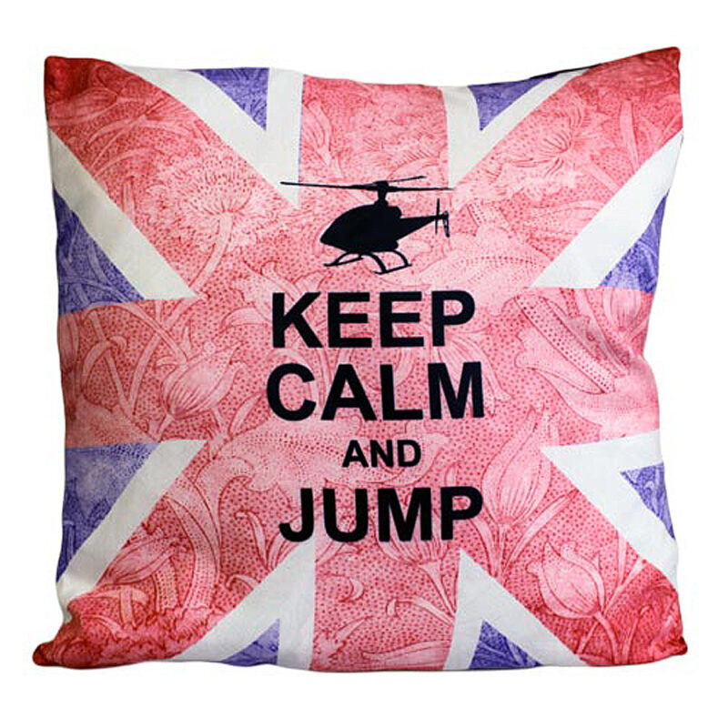 Cuscini Letterari - Copricuscino In Juta Lavata / Cotton Pillow Case  Keep Calm And Jump - Size 40x40cm (UNIONJACK-C-04)  FASHION ACCESSORIES_main