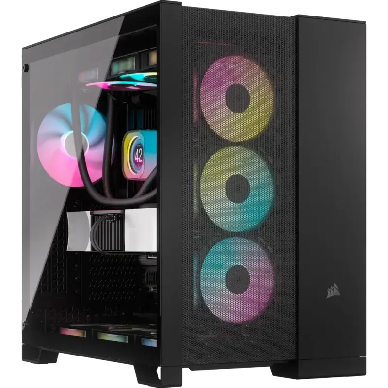 6500D Airflow Black Tempered Glass Mid-Tower; 2x 3.5'' |  2x 2.5'' Drive Bays; Up to 360mm Radiator compatible (CC-9011259-WW)
