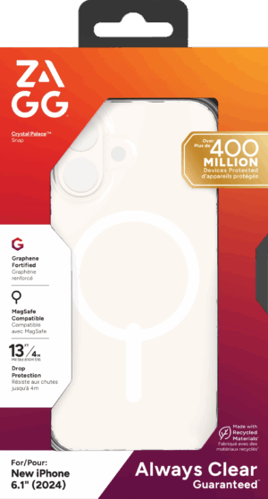 ZAGG Cases Crystal Palace Snap Apple iP16  Clear (702315042)