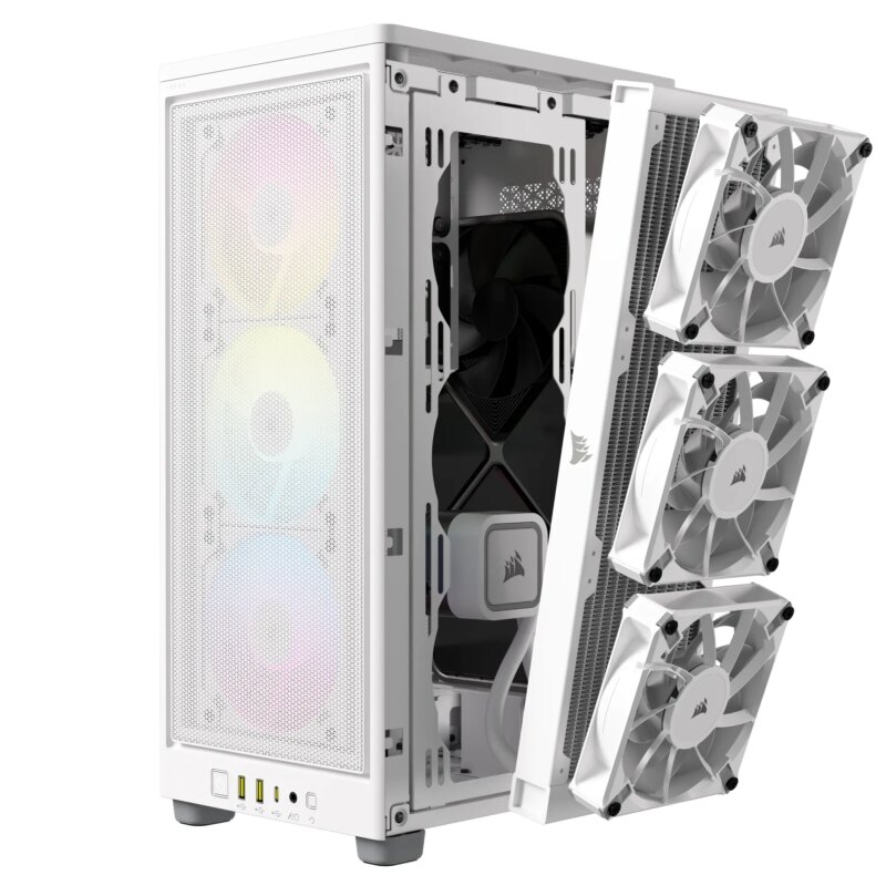 iCUE 2000D RGB AIRFLOW White Mini-ITX PC Case; 3x 2.5'' Drive Bays; Up to 360mm Radiator compatible; 2x 120mm fan incl (CC-9011247-WW) - Image 5