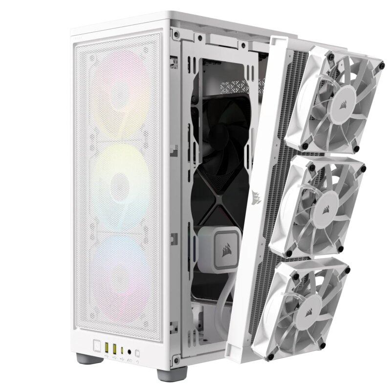 iCUE 2000D RGB AIRFLOW White Mini-ITX PC Case; 3x 2.5'' Drive Bays; Up to 360mm Radiator compatible; 2x 120mm fan incl (CC-9011247-WW) - Image 6