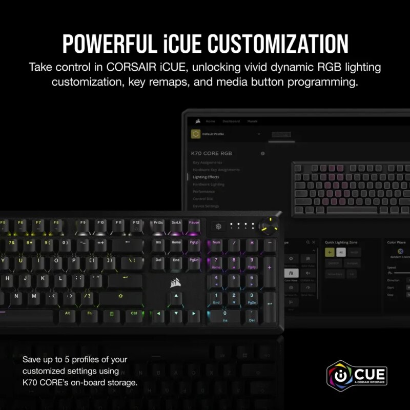 Corsair K70 CORE RGB Mechanical Gaming Keyboard - CORSAIR Red Linear Switches (CH-910971E-NA) - Image 3