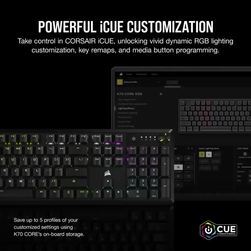 Corsair K70 CORE RGB Mechanical Gaming Keyboard - CORSAIR Red Linear Switches (CH-910971E-NA) - Image 4
