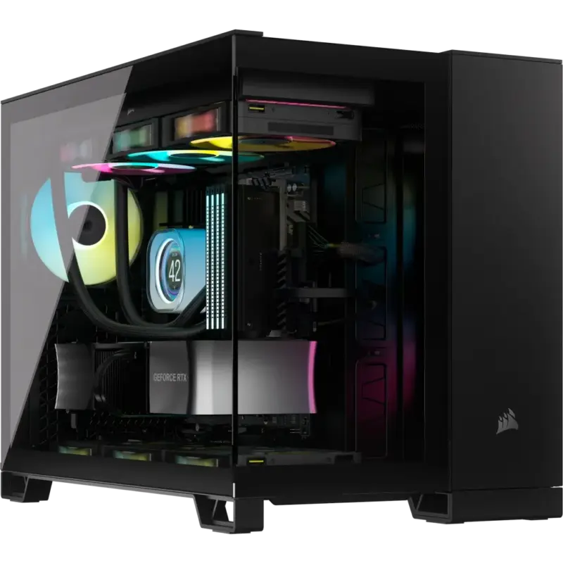 2500X RGB Micro ATX Black Dual Chamber PC Case; 2x 3.5'' |  2x 2.5'' Drive Bays; Up to 360mm Radiator; 2x 120mm fan incl (CC-9011267-WW) - Image 4