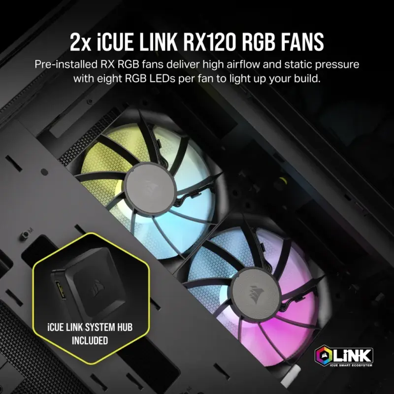 2500X RGB Micro ATX Black Dual Chamber PC Case; 2x 3.5'' |  2x 2.5'' Drive Bays; Up to 360mm Radiator; 2x 120mm fan incl (CC-9011267-WW) - Image 5