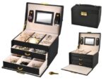 Cofanetto Porta Gioie In Similpelle Con Specchietto E 2 Cassetti/ Jewelry Box In Faux Leather With Mirror And 2 Drawers - (18 X 15 X 15cm) (6348)  Watch_main