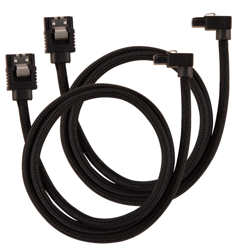 Corsair Premium Sleeved SATA Data Cable Set with 90° Connectors; Black; 60cm (CC-8900282)