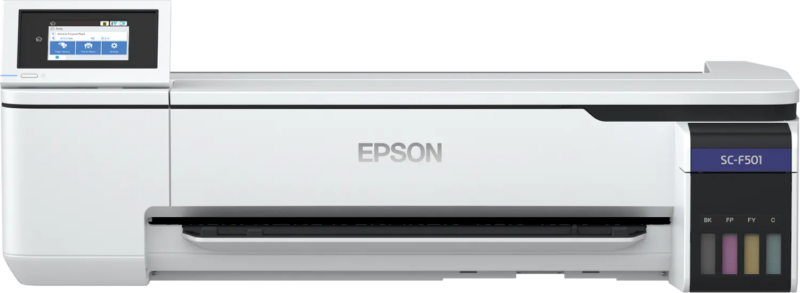 Epson SureColor SC-F501; Large Format Printers; 24 '' (61.0 cm); 4 Ink Cartridges; KCYM; 2.400 x 1.200 DPI; Touchscreen; Panel: (C11CJ58301A0)