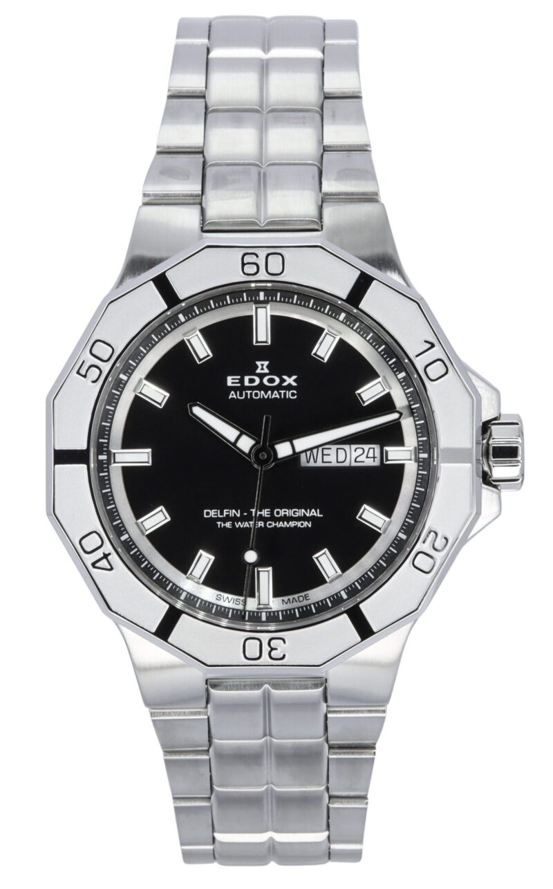 Edox Delfin The Original Day Date Black Dial Automatic Diver's 88008 3M NIN 200M Men's Watch