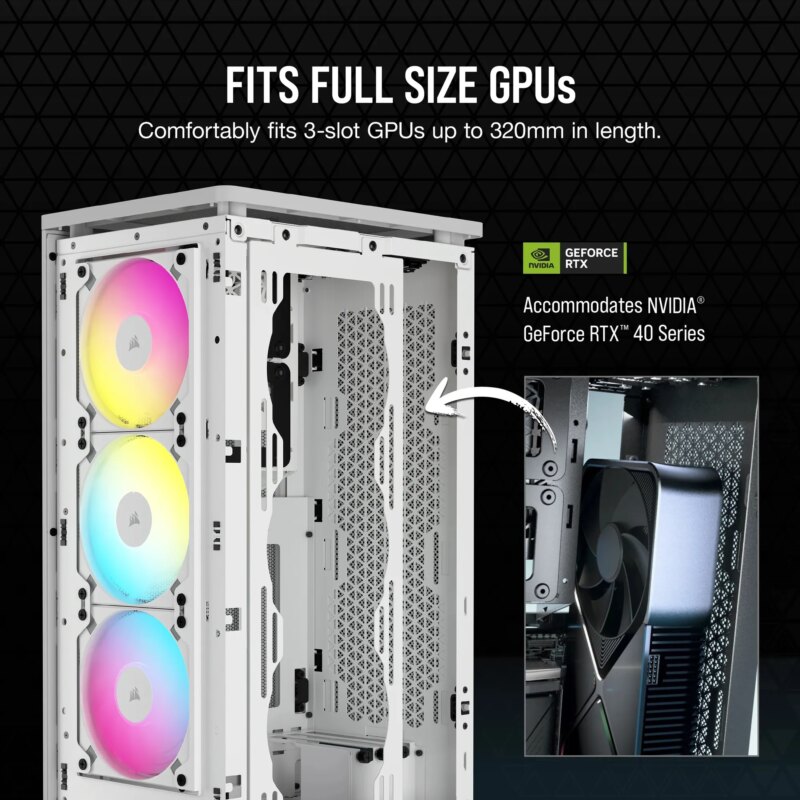 iCUE 2000D RGB AIRFLOW White Mini-ITX PC Case; 3x 2.5'' Drive Bays; Up to 360mm Radiator compatible; 2x 120mm fan incl (CC-9011247-WW) - Image 32