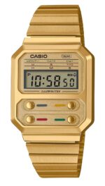 Casio Youth Vintage Stainless Steel Digital A100WEG-9A A100WEG-9 Women's Watch