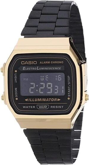 Casio Vintage Chronograph Alarm Digital A168WEGB-1B Unisex Watch