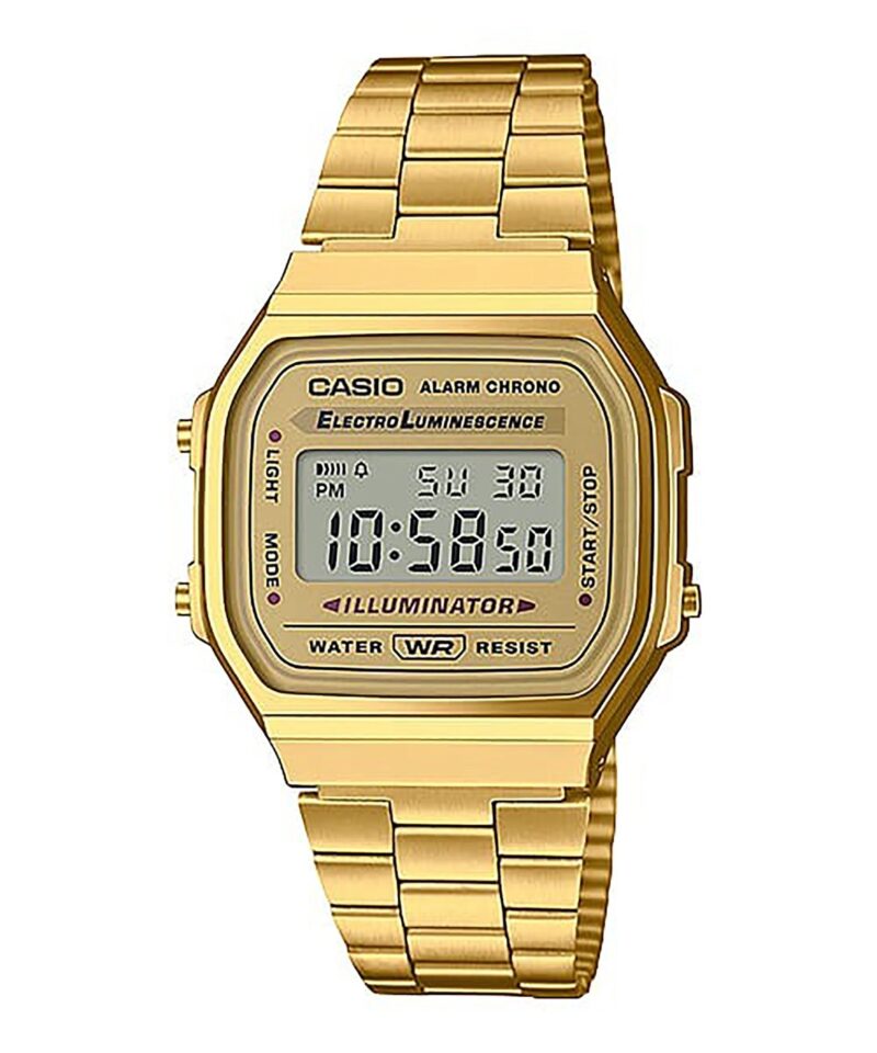 Casio Digital Alarm Chrono Stainless Steel A168WG-9WDF A168WG-9W Unisex Watch