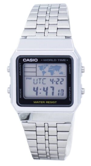 Casio Vintage World Time - Silver & Black (A500WA-1DF) Unisex Watch_main