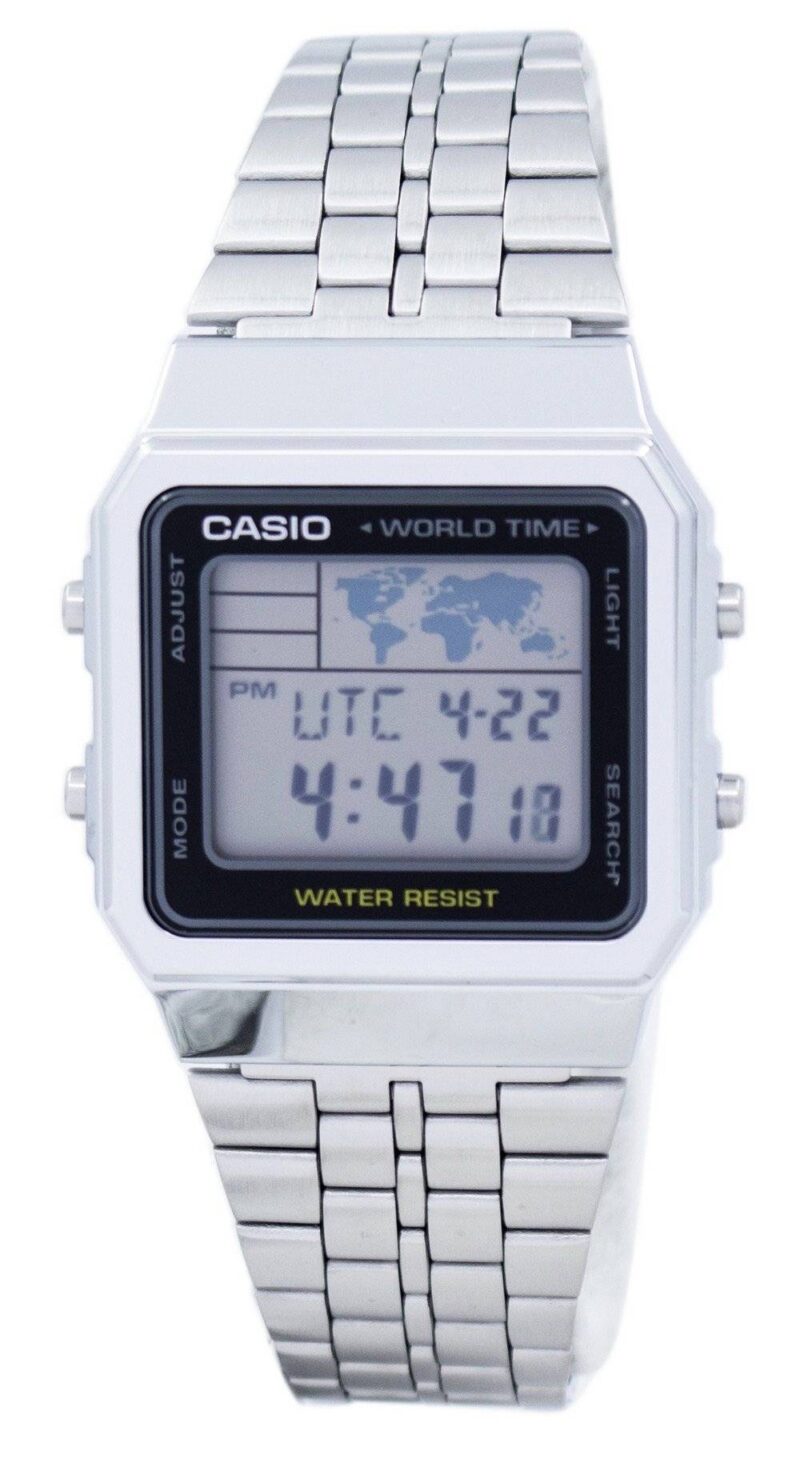 Casio Vintage World Time - Silver & Black (A500WA-1DF) Unisex Watch_main
