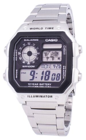 Casio Sport Diver - World Time Illuminator 5 Alarms - Future Classic Collection - Silver Steel (AE-1200WHD-1AVDF) Men's Watch_main