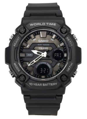 Casio Standard Analog Digital Resin Strap Grey Dial Quartz AEQ-120W-1BV 100M Men's Watch