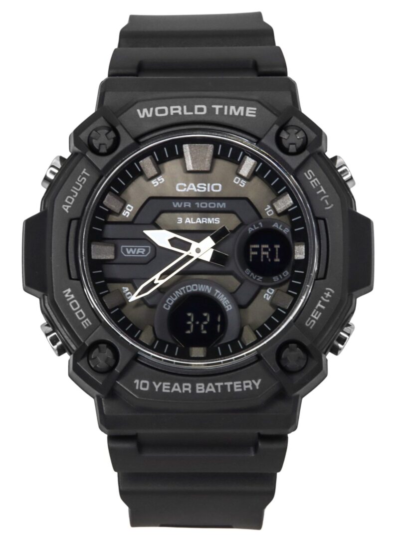 Casio Standard Analog Digital Resin Strap Grey Dial Quartz AEQ-120W-1BV 100M Men's Watch