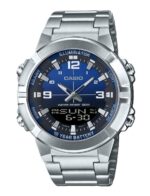 Casio Analog Digital Combination Stainless Steel Blue Dial Quartz AMW-870DA-2A1V Men's Watch