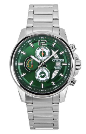 Citizen Chronograph Stainless Steel Green Dial Quartz AN3690-56X 100M Men's Watch