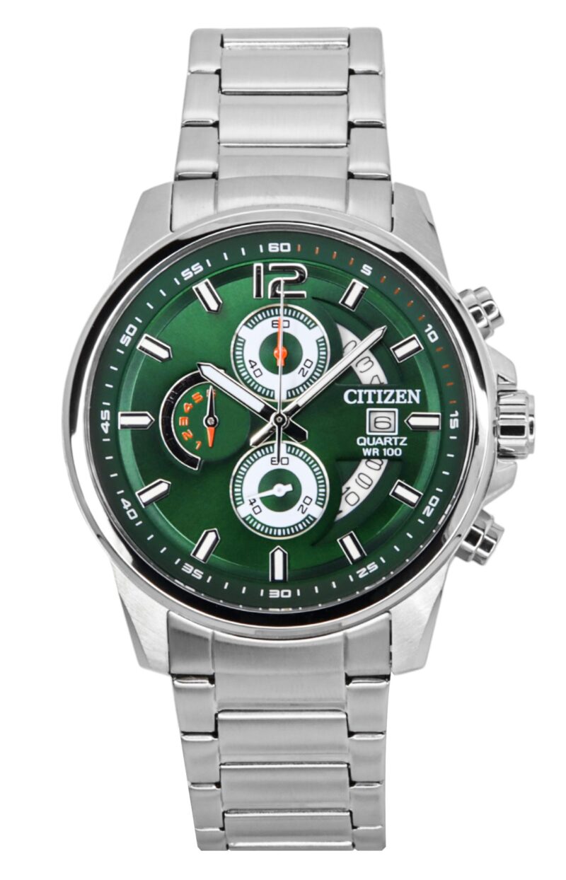 Citizen Chronograph Stainless Steel Green Dial Quartz AN3690-56X 100M Men's Watch