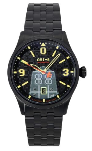 AVI-8 Flyboy Capcom 1942 Automatic Pixel Limited Edition Midnight Ace Black Dial AV-4121-33 Men's Watch With Extra Strap