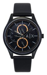 Armani Exchange Leather Strap Multifunction Black Dial Quartz AX1886 Men's Watch