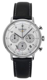 Bauhaus Classic Chronograph Stainless Steel Leather Strap White Dial Solar 20861 Men's Watch