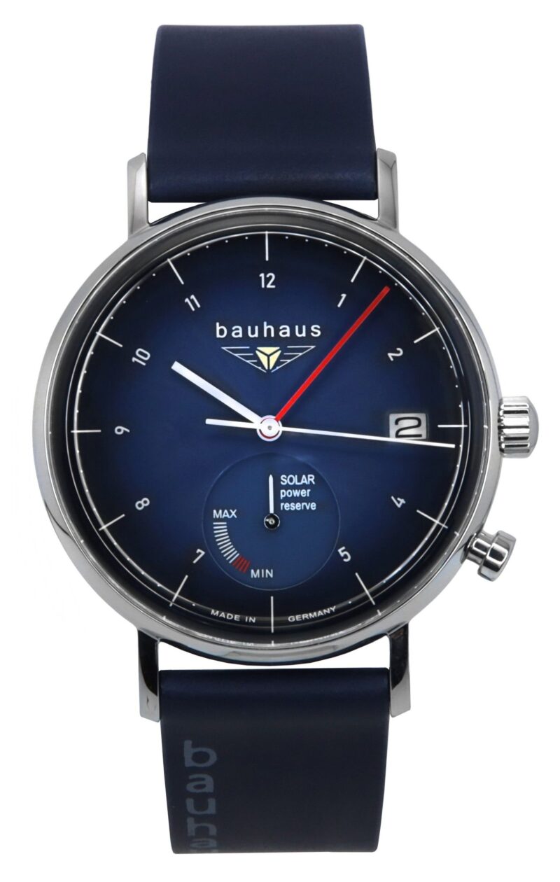 Bauhaus Classic Blue Leather Strap Dark Blue Dial Solar 21123 Men's Watch