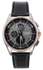 Citizen Attesa Radio-Controlled Leather Strap Grey Dial Eco-Drive BY1004-17X 100M Men's Watch